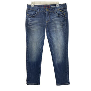 Elle Jeans Womens Size 10 Skinny Boyfriend Distress Dark Wash‎ Denim Casual